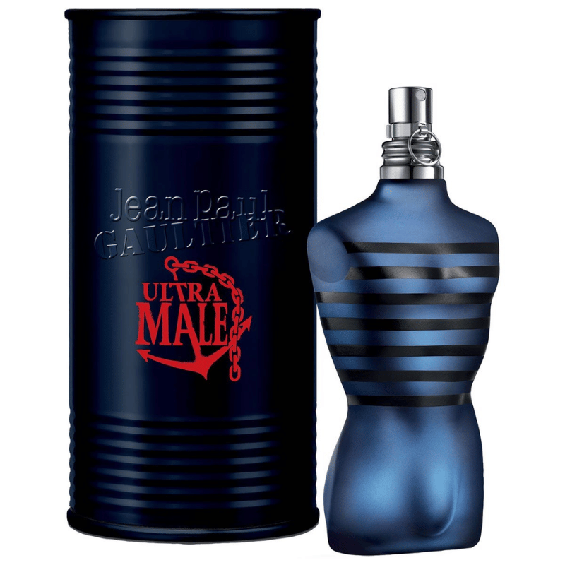 Jean Paul Gaultier Ultra Male Edt Intense với thiết kế mạnh mẽ và màu sắc đen xanh đậm, thể hiện sự nam tính và quyến rũ